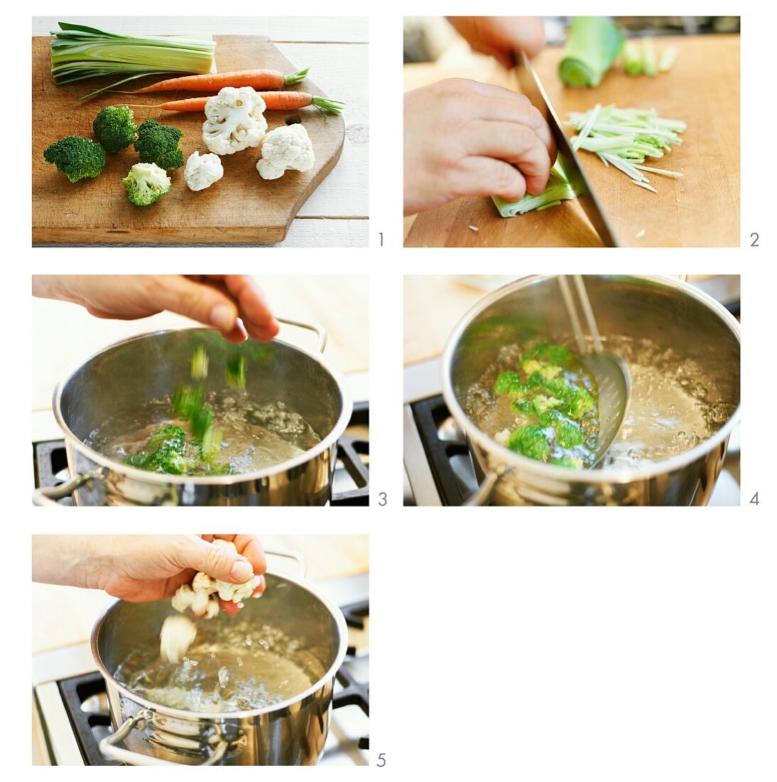 Gemüse blanchieren für Suppeneinlage