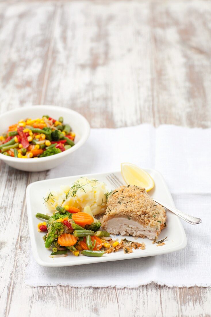 Chicken Kiev with vegetables, Ukraine