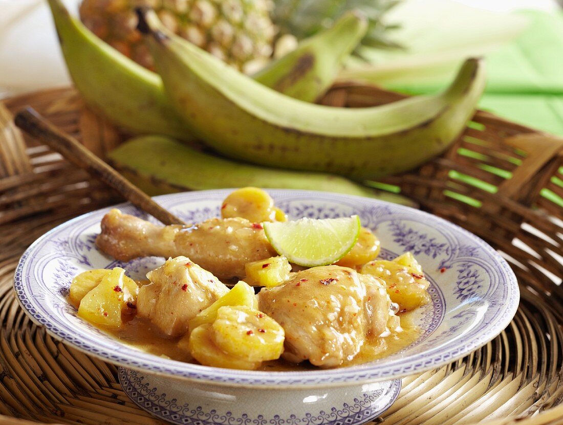 Chicken with pineapple and plantains