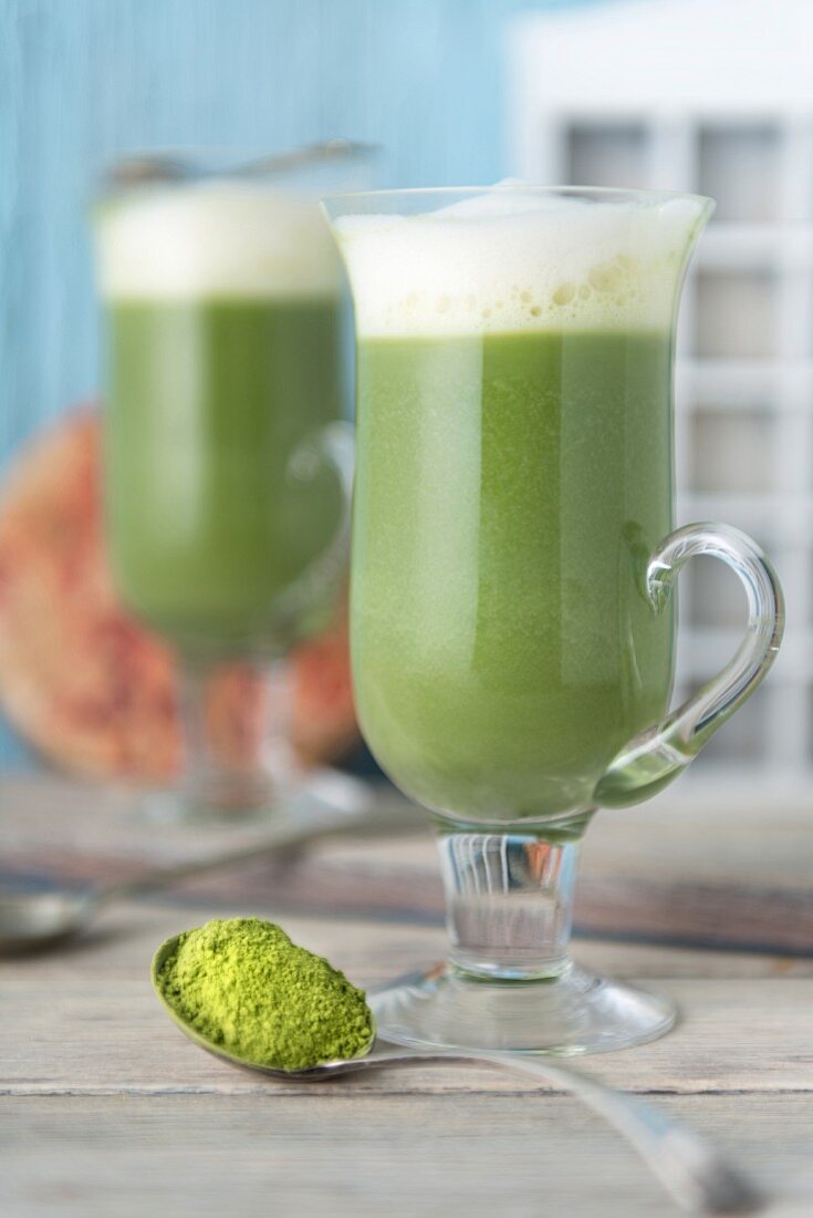 Matcha latte with soy milk