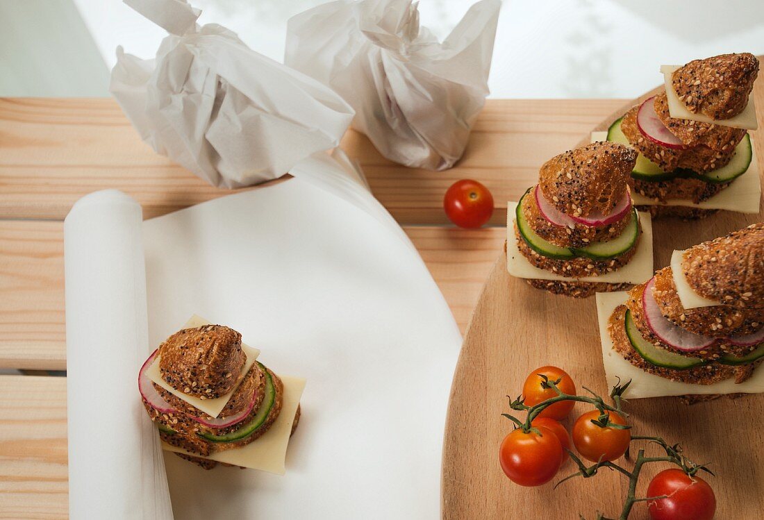 Sandwich stacks for children to take to school