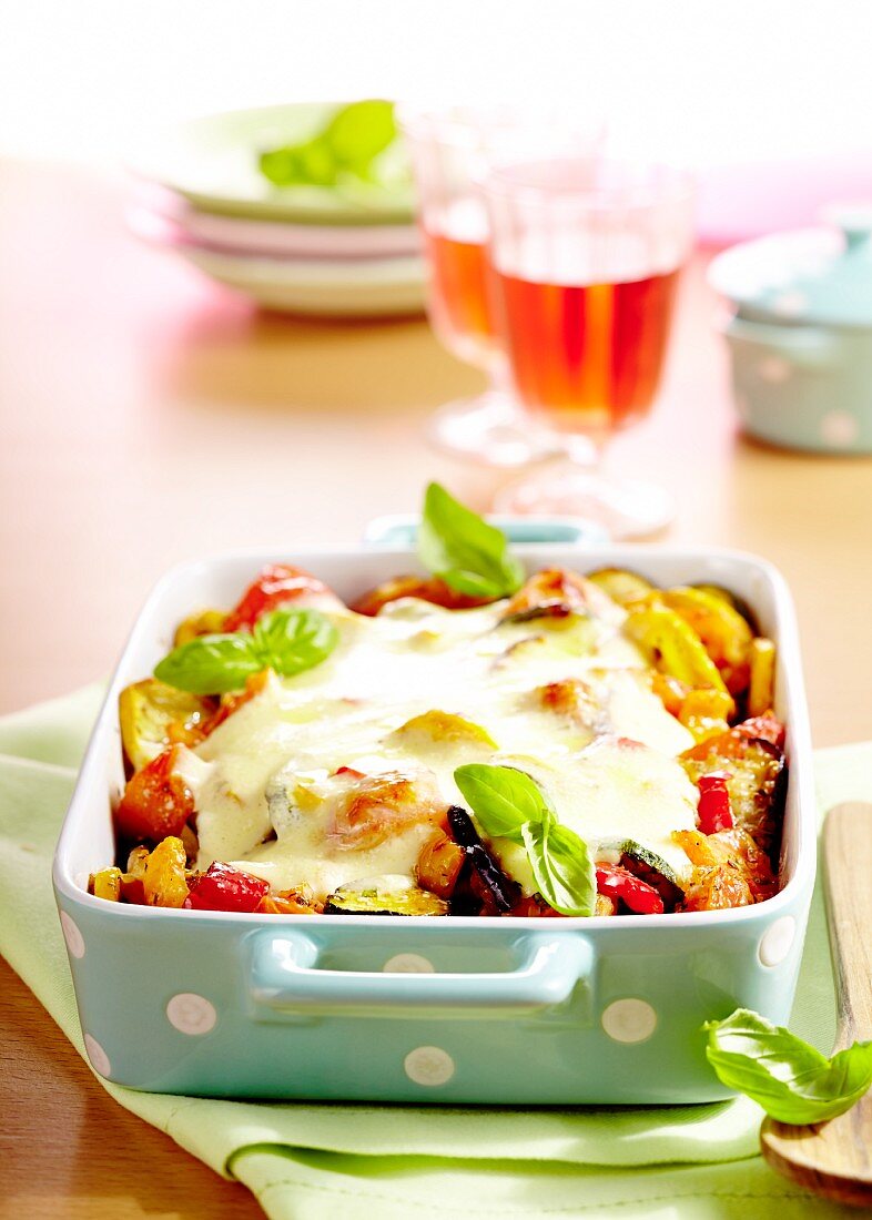 Italian vegetable gratin with basil