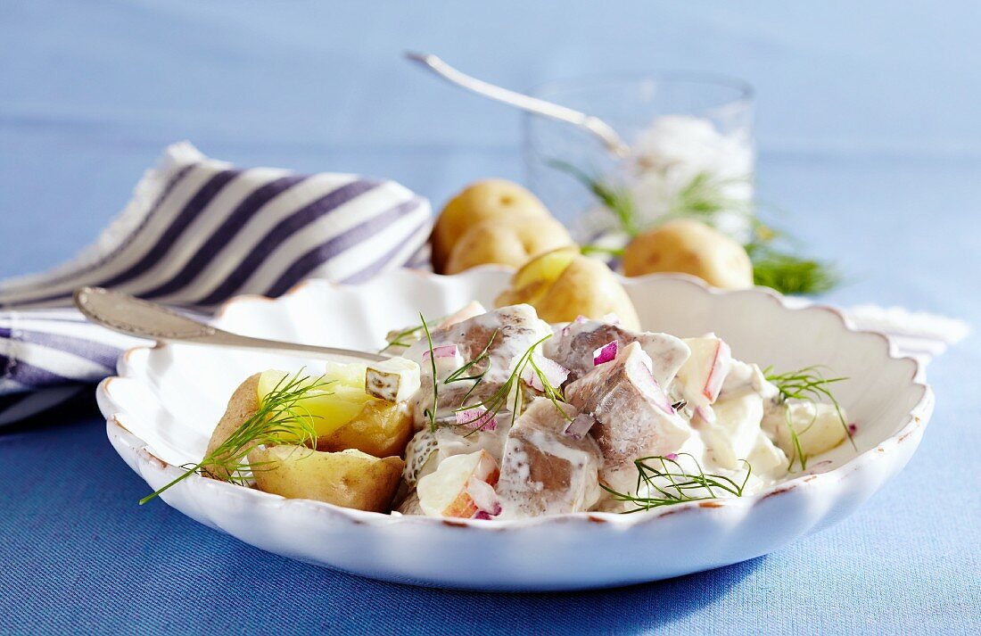 East-Frisian soused herring salad with potatoes