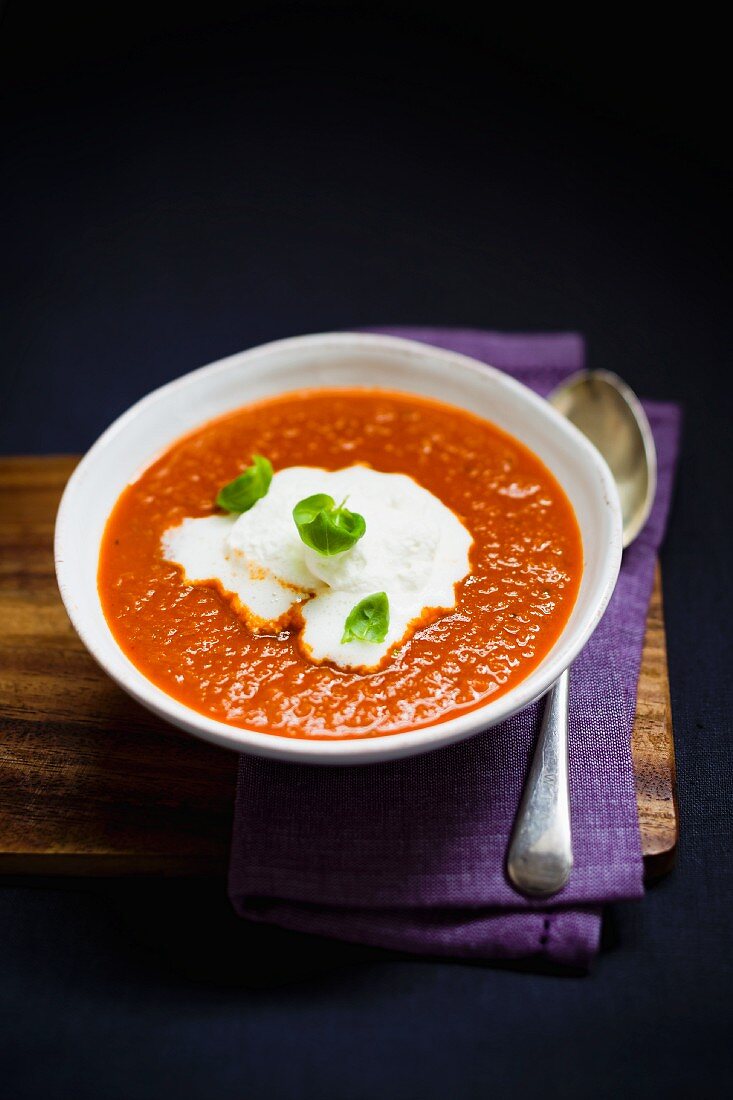 Tomato soup with whipped cream