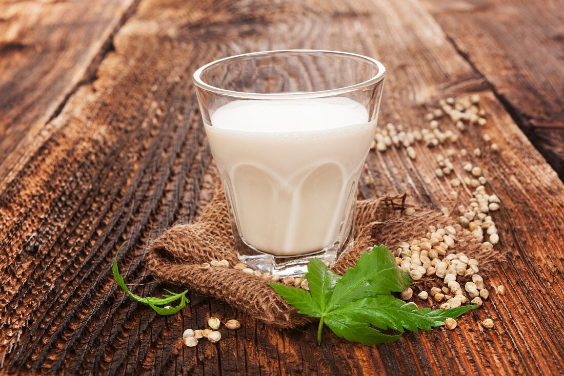 A glass of hemp milk