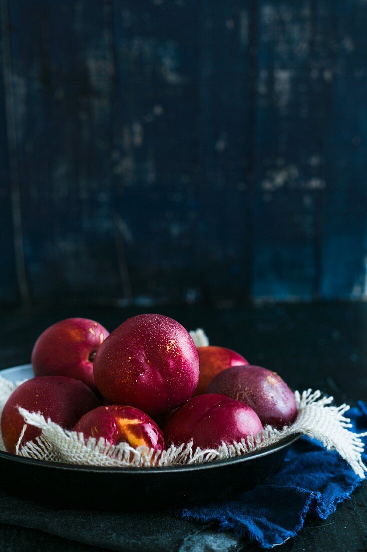 A plate of fresh nectarines