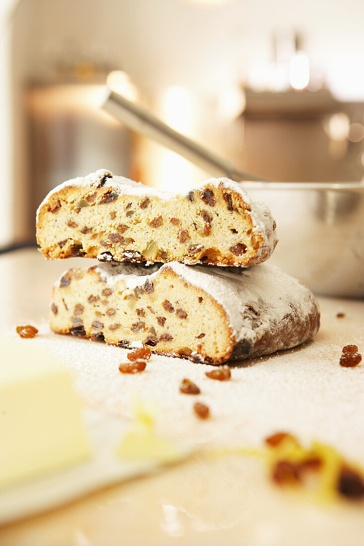 Butter stollen, halved