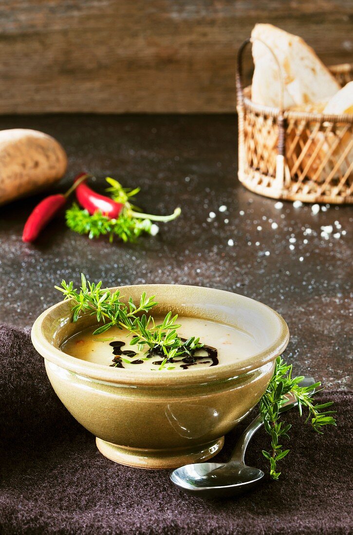 Sweet potato and coconut soup with chilli and cinnamon