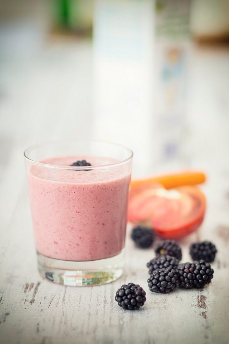 A berry smoothie with almond milk