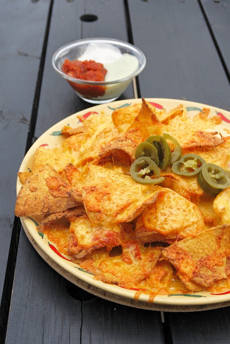 Nachos top with grated cheese