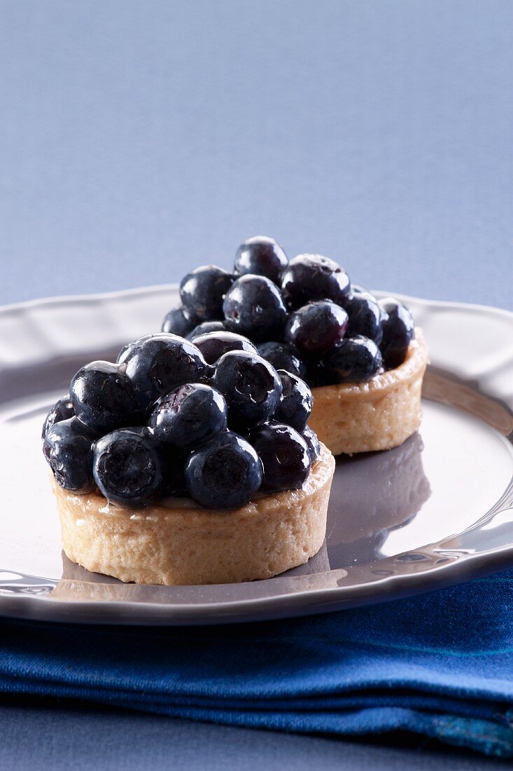 Two blueberry tartlets