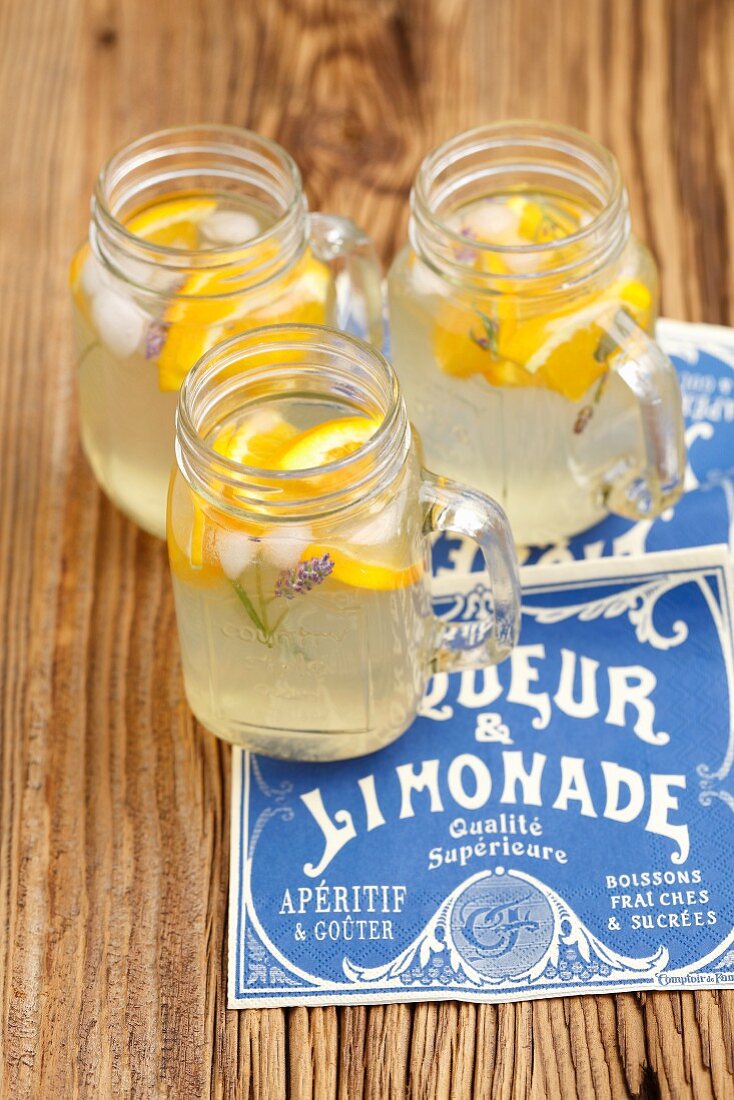 Lemonade with lemons, oranges and lavender