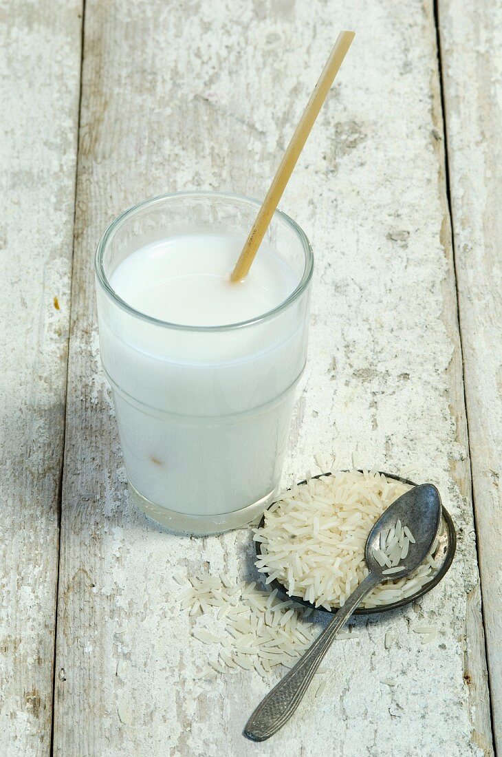 A glass of rice milk