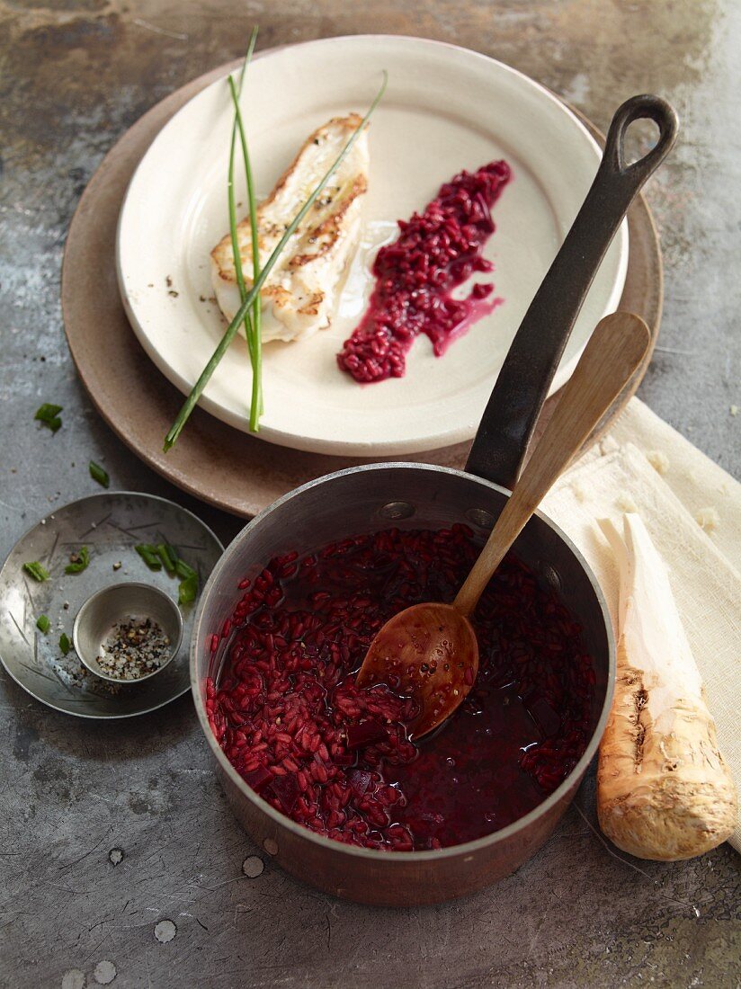 Rote-Bete-Risotto mit Meerrettich