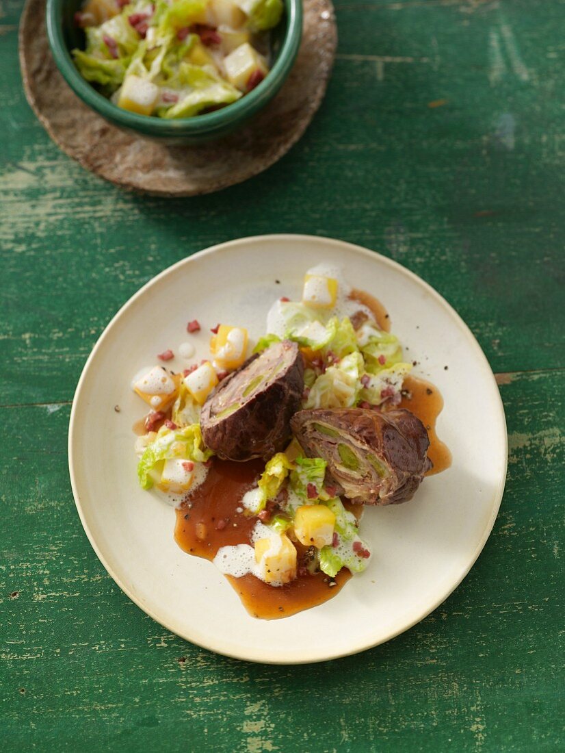 Beef roulade with creamy savoy cabbage