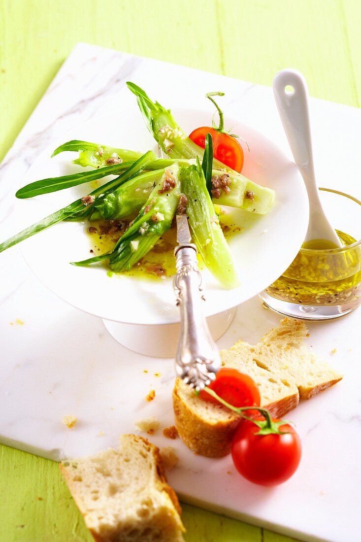 Puntarelle alla Romana with an anchovy dressing