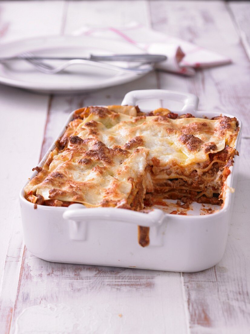 Lasagne in baking dish