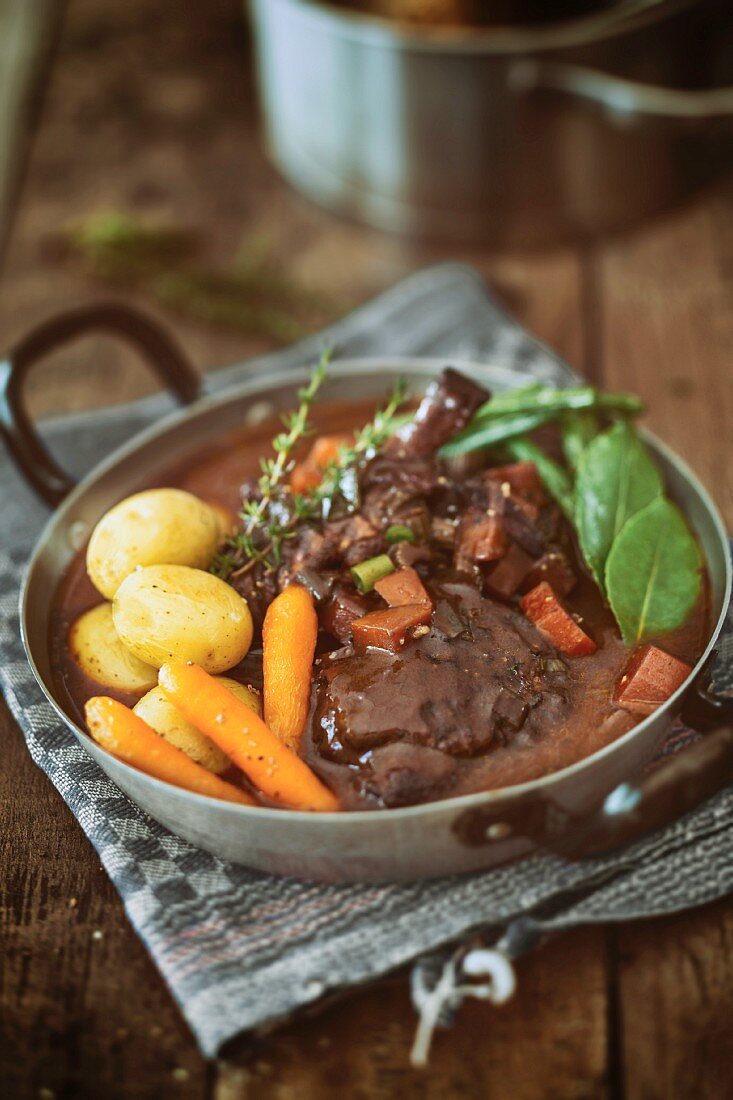 Coq Au Vin with potatoes and carrots