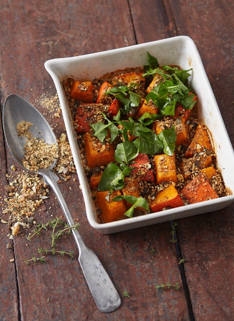 Oven-roasted hokkaido pumpkin with thyme and gingerbread