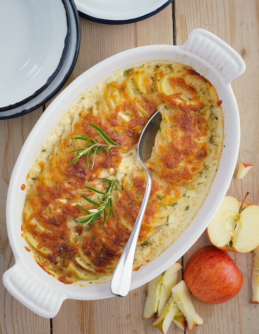 Autumnal potato and apple gratin