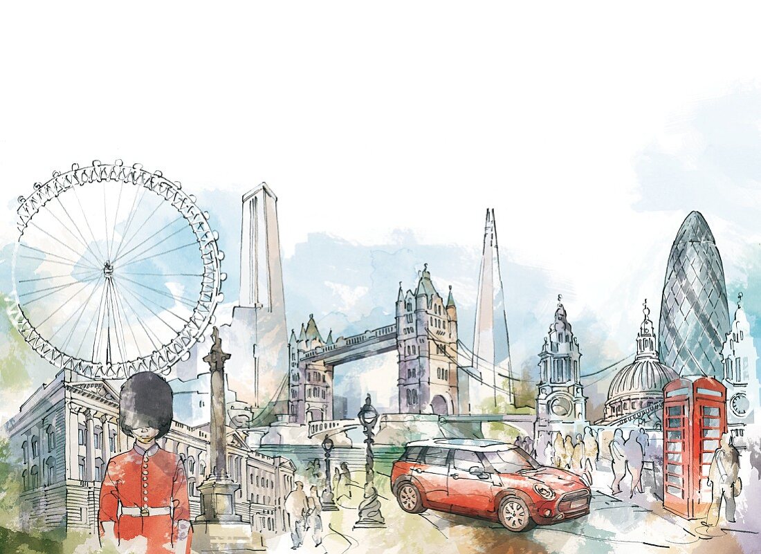 An illustration of London landmarks