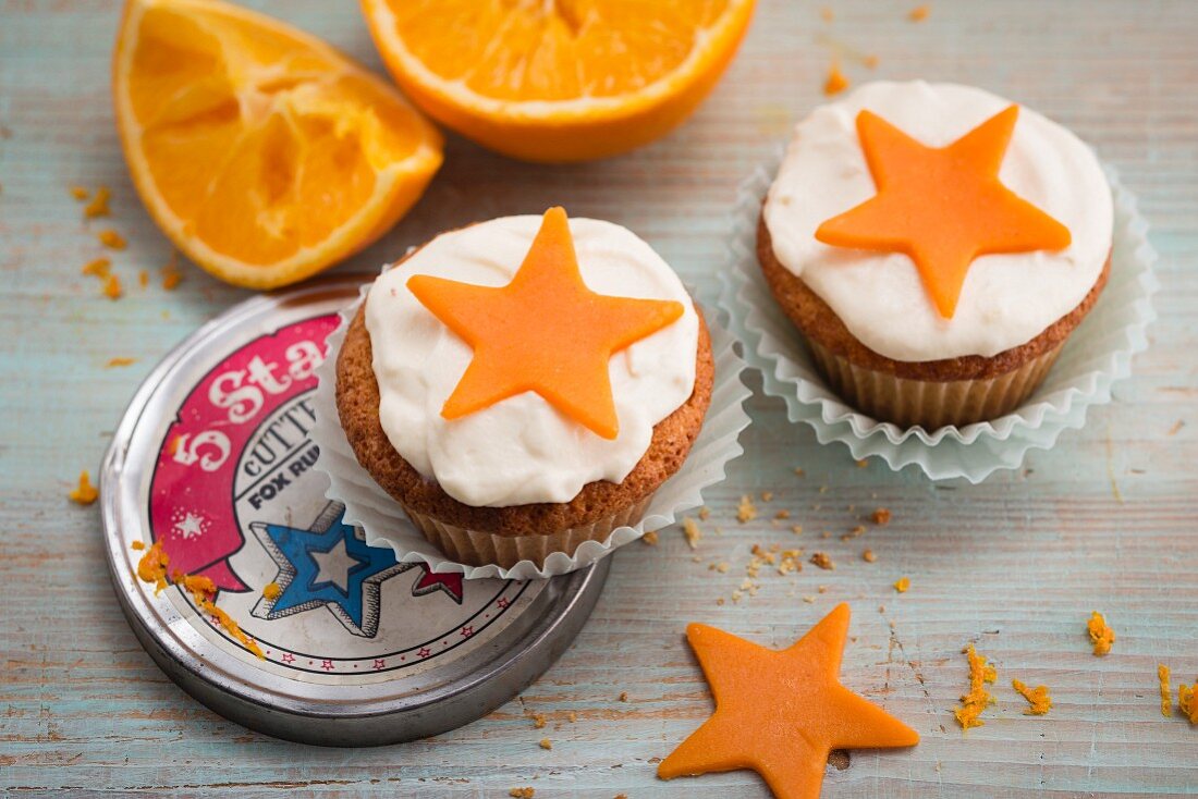 Christmas orange and marzipan cupcake