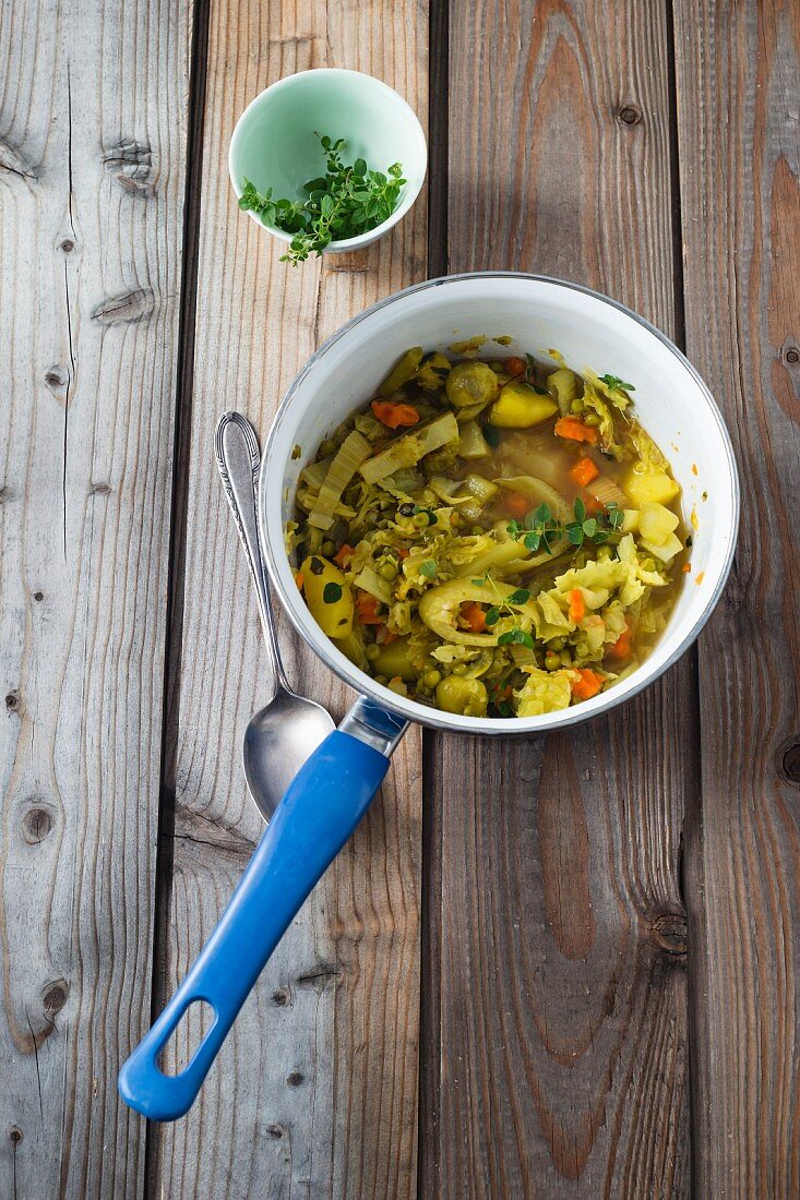 Vegetable stew in a saucepan
