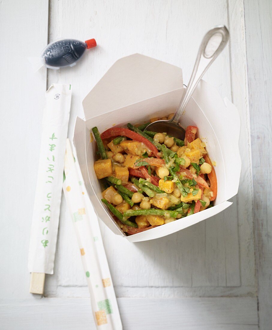Sweet potato curry with chickpeas to takeaway