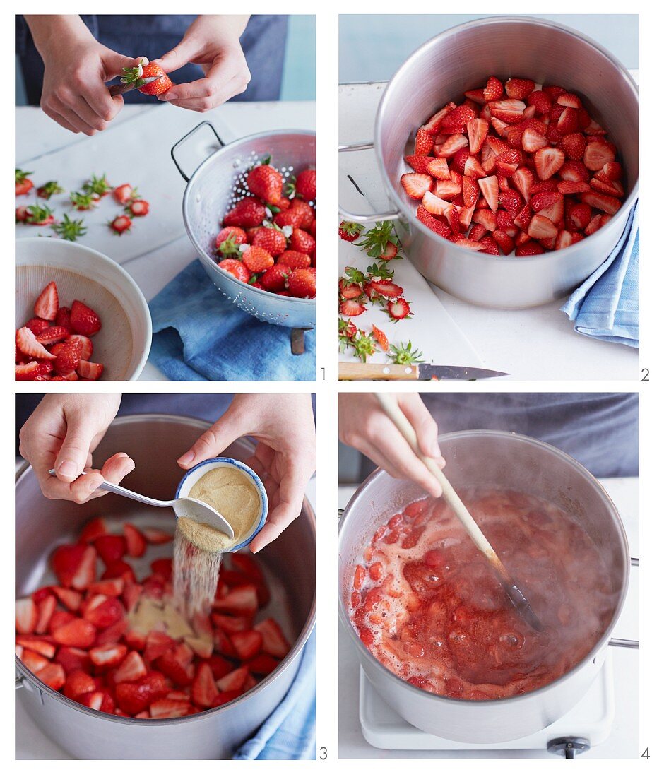Strawberry jam being made
