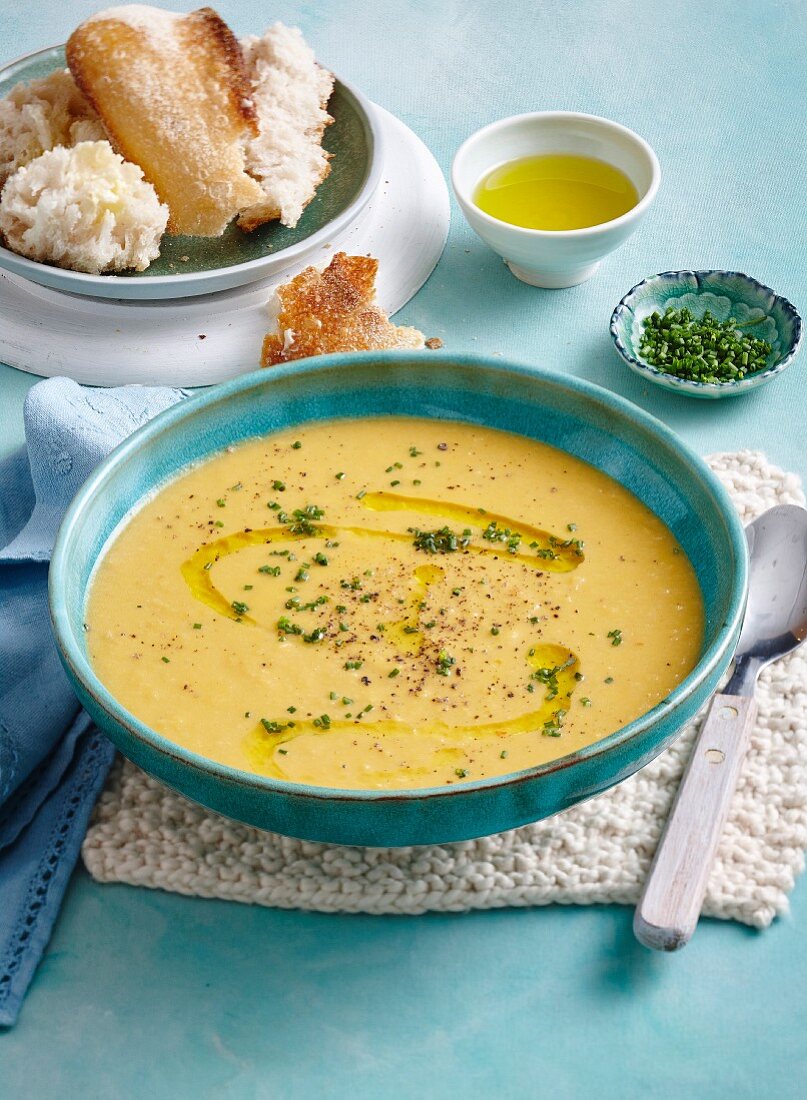 Creamy pumpkin soup with parsley