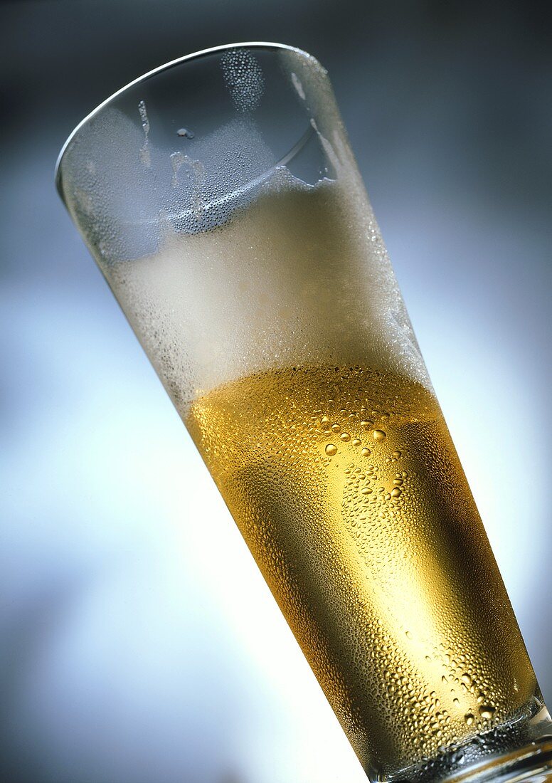 A glass of cold wheat beer