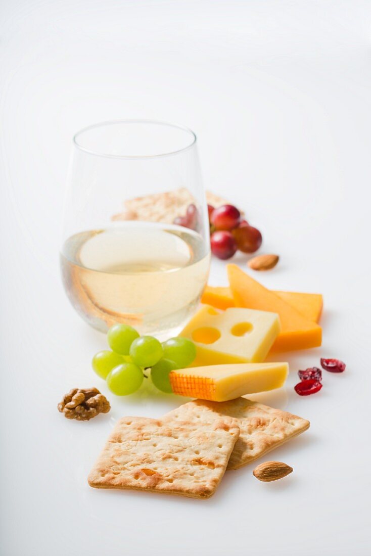 Cheese, crackers and wine