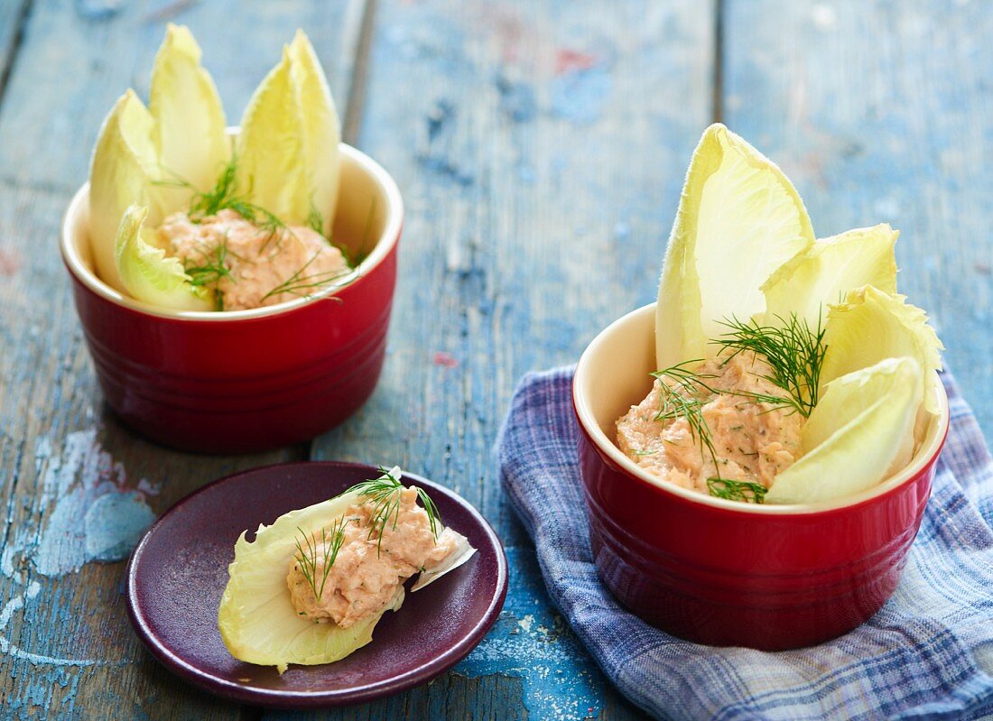 Salmon mousse with chicory and dill