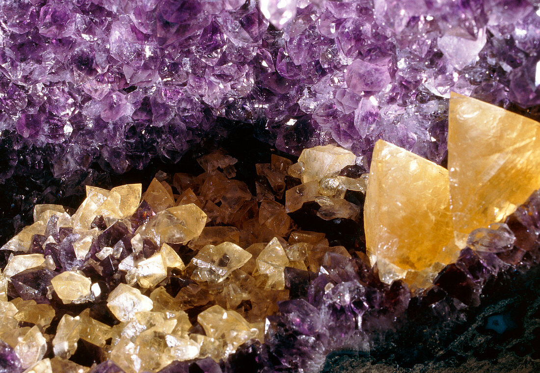Amethyst druse (crystals in a rock cavity)