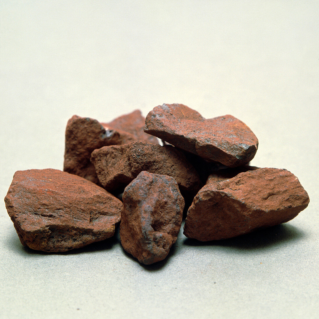 Lumps of hematite iron ore