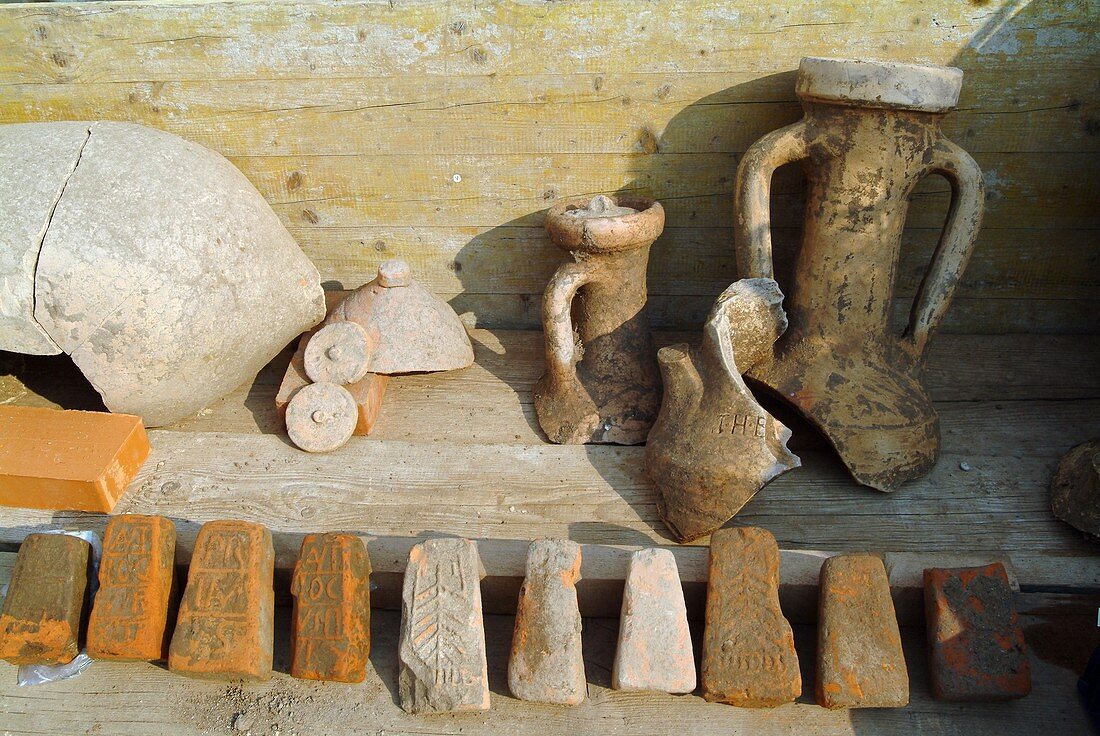 Excavated prehistoric pottery