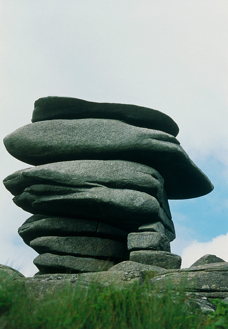 Granite rock pedestal on Bodmin Moor,UK