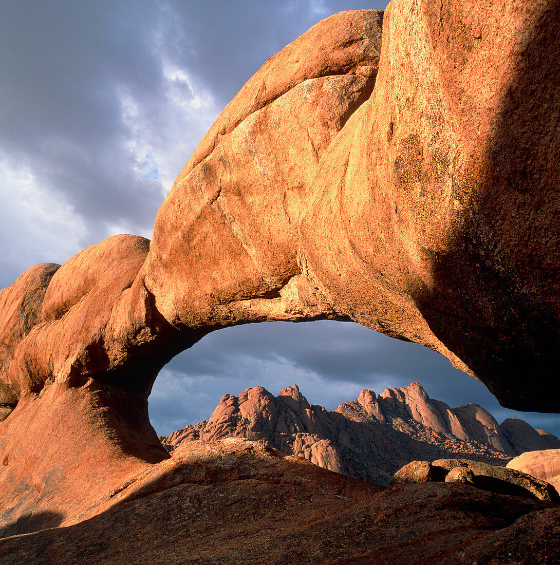 Granite rock arch in mountains in Namibia