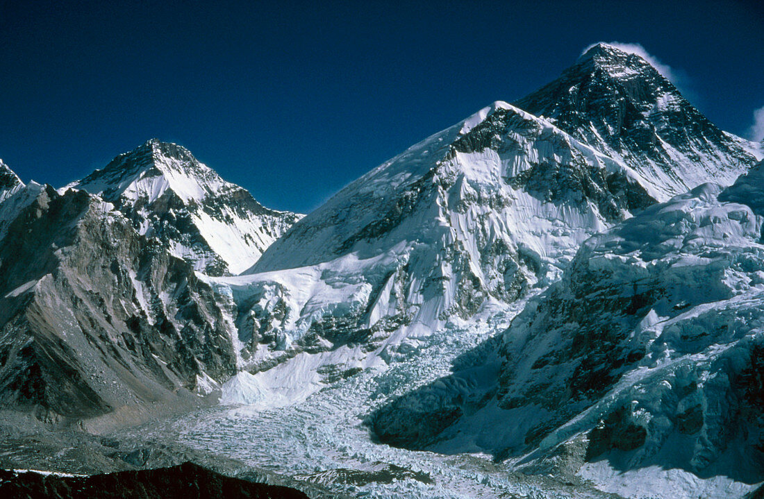 Changtse,Khumbu ice-fall and Everest