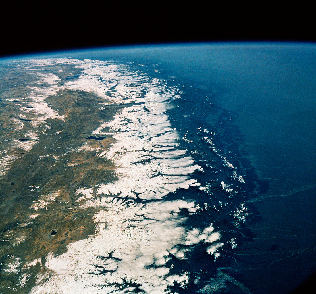 View of Nepal from Space Shuttle 61A
