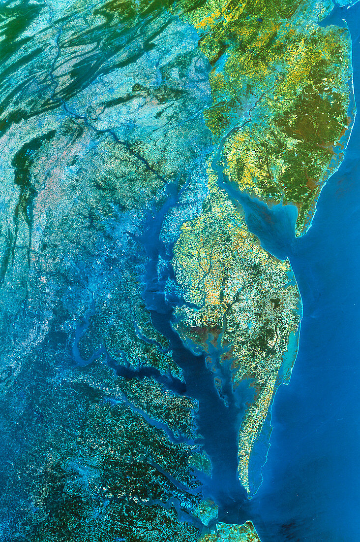 Infrared satellite image of Chesapeake Bay estuary