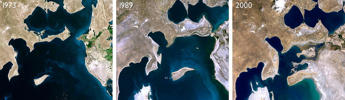 Aral Sea reduction 1973-2000