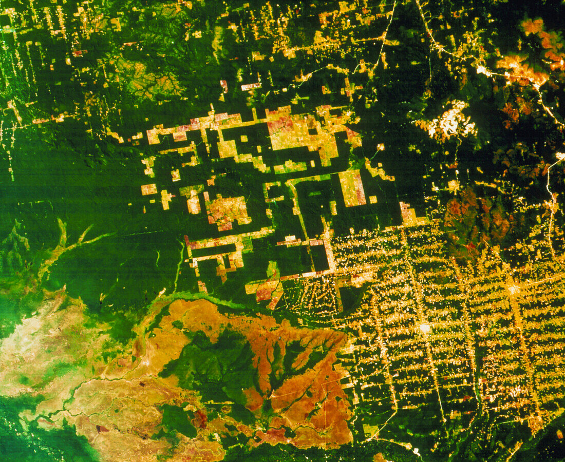 Satellite image of deforestation in Brazil
