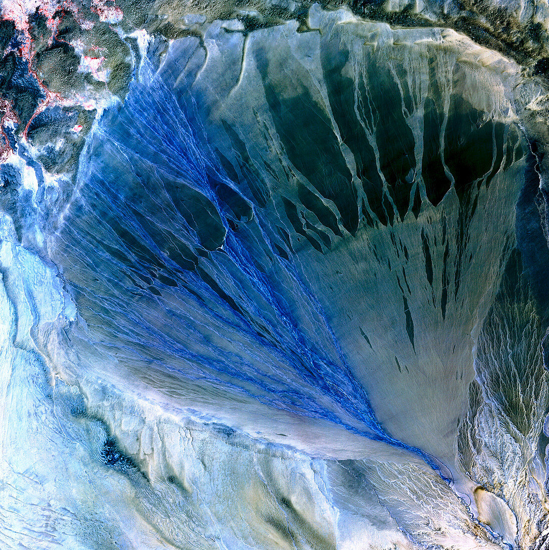 Desert alluvial fan,satellite image