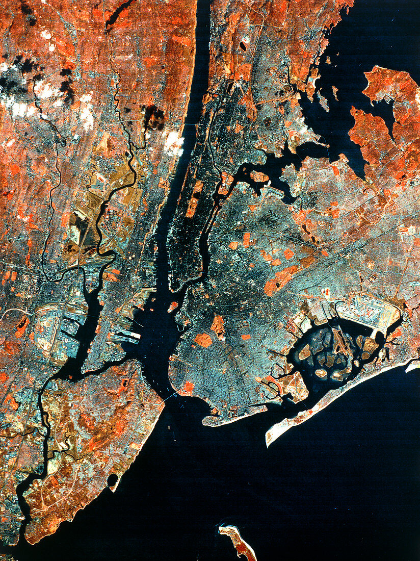 Landsat infrared image of New York City
