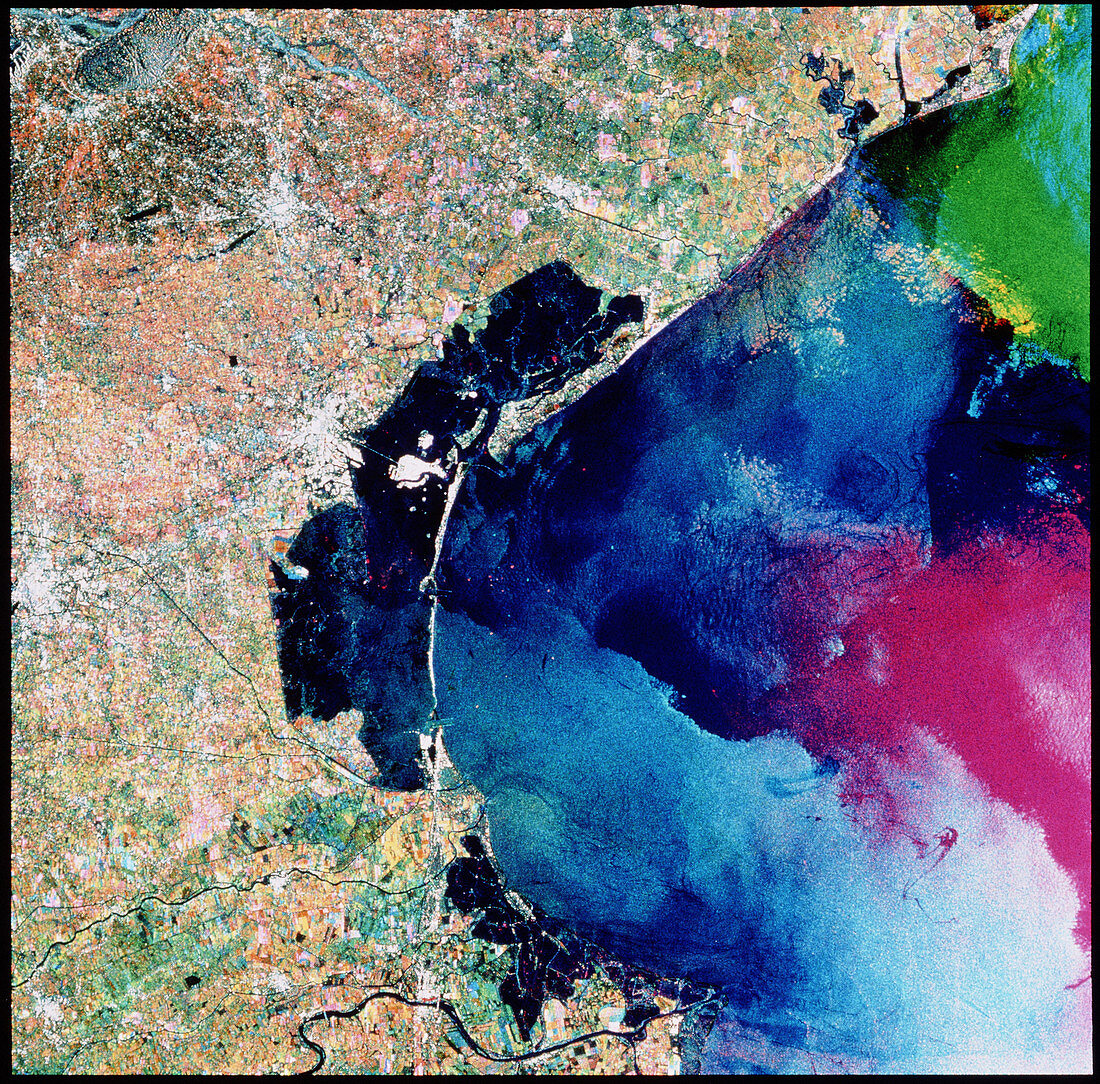 Coloured radar satellite image of Venice