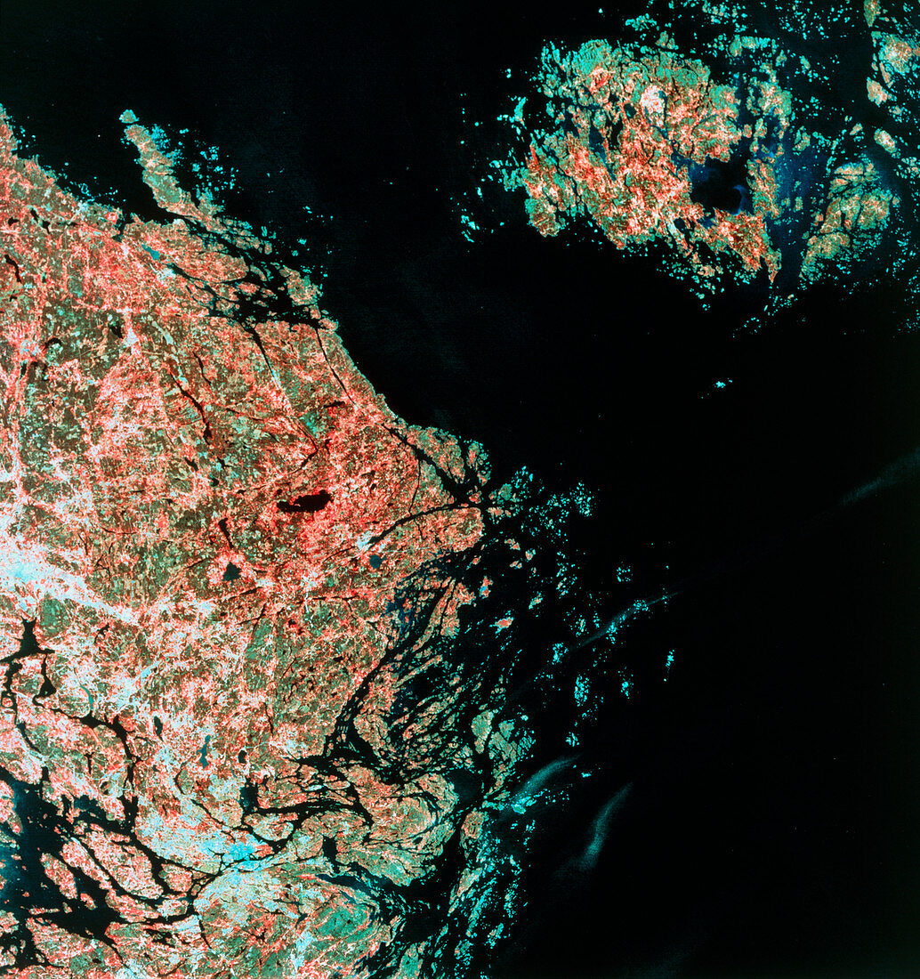 Infrared satellite image of Stockholm,Sweden
