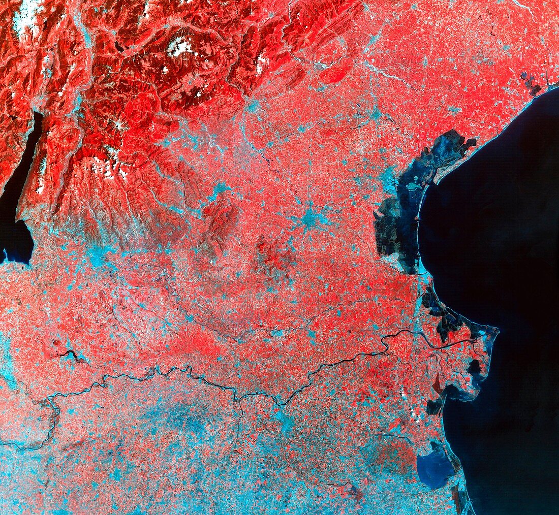 Infrared Landsat satellite image of Venice