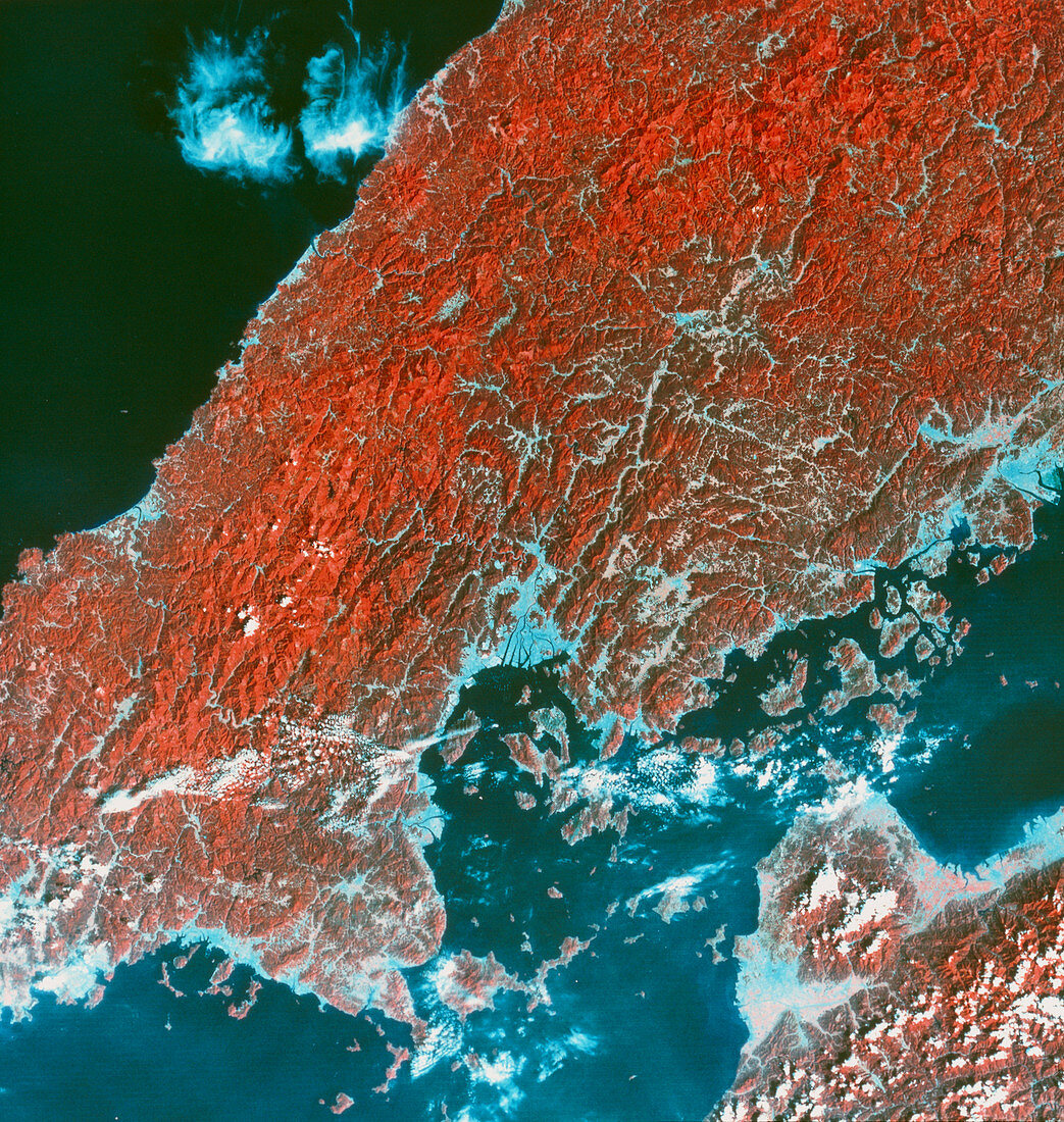 Infrared satellite image of Hiroshima,Japan