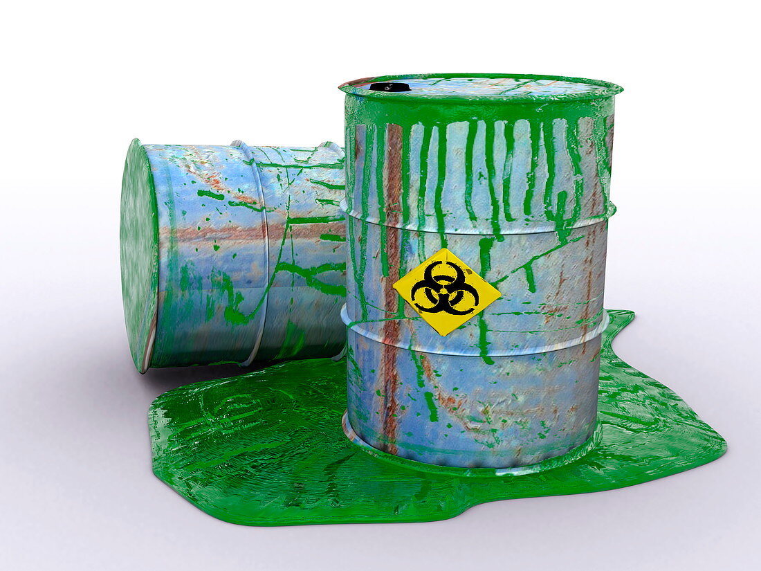 Drum leaking toxic waste,artwork
